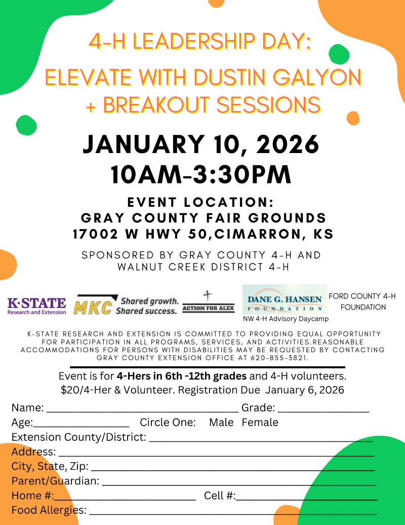 4-H Leadership Day in Cimarron January 10 4-H Leadership Day in Cimarron January 10